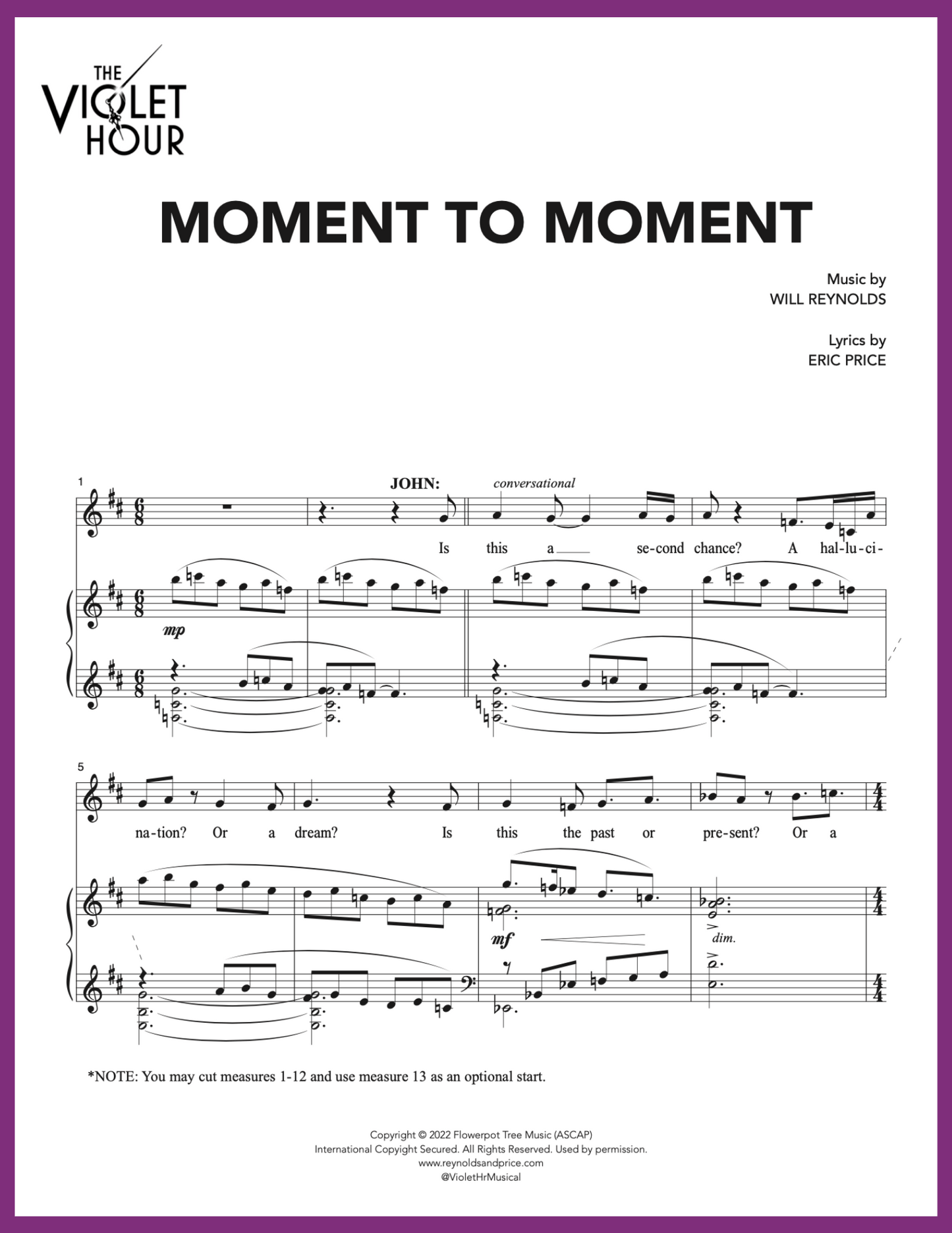 MOMENT TO MOMENT (Sheet Music)
